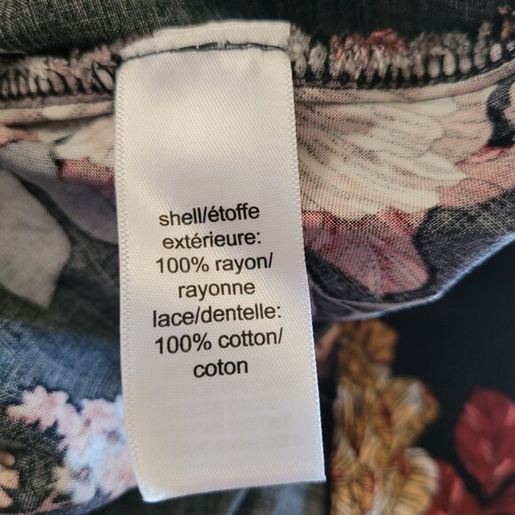 Maurices Floral Print Sleeveless Dress Black Multicolor XS Rayon Cotton Lace - Picture 5 of 5